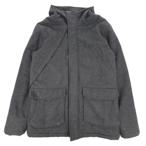 VOLCOM Woolies Jacket Cargo Hoodie Military Coat Streetwear Gorpcore Medium Gray - Picture 1 of 9